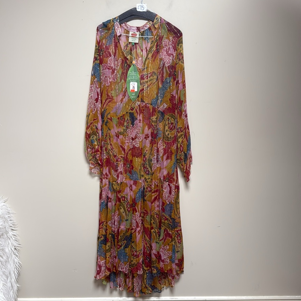 NEW FARM RIO banana floral beaded maxi dress medium - Picture 3 of 12
